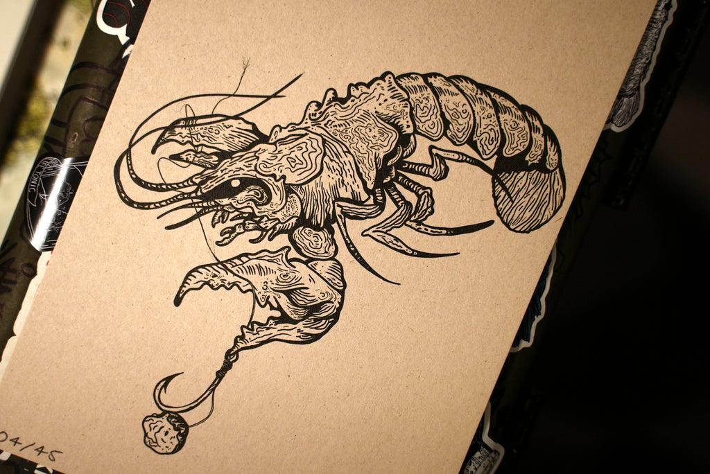 Trippy Crayfish Drawing - Limited Edition Print /45