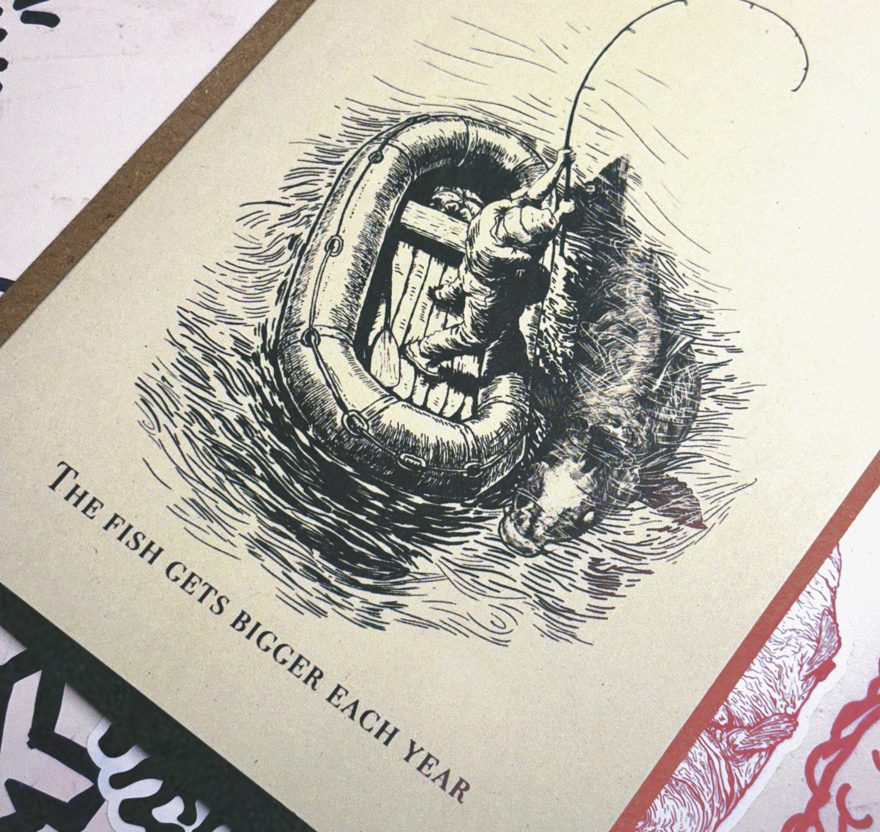 The Fish Gets Bigger Each Year – Fishing Birthday Card (A6)