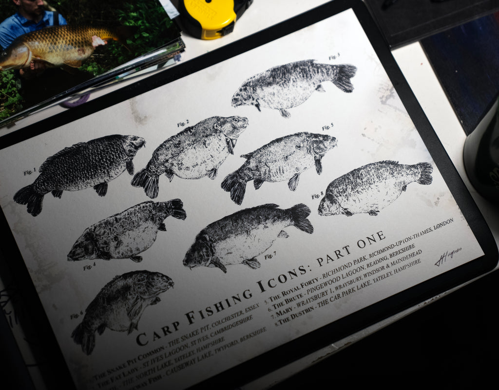 Carp Fishing Icons Part 1 -  A4 Print