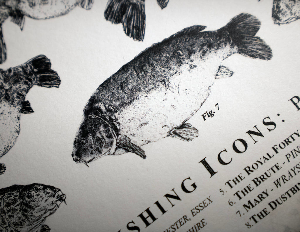 Carp Fishing Icons Part 1 -  A4 Print