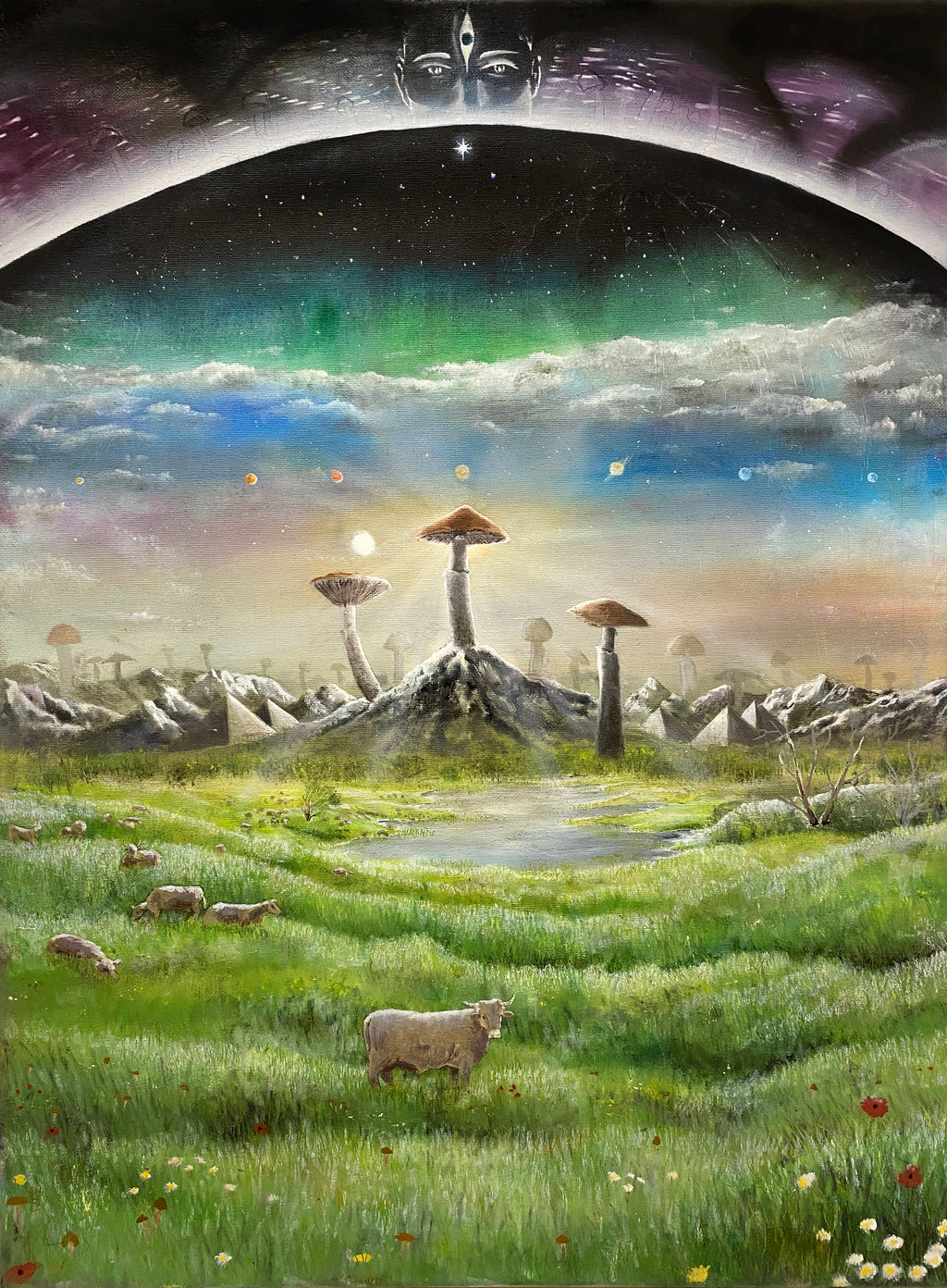 Shroom Cow - Limited A4 Oil Painting Print