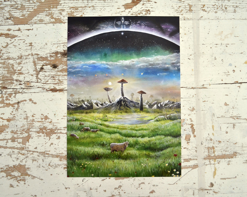 Shroom Cow - Limited A4 Oil Painting Print